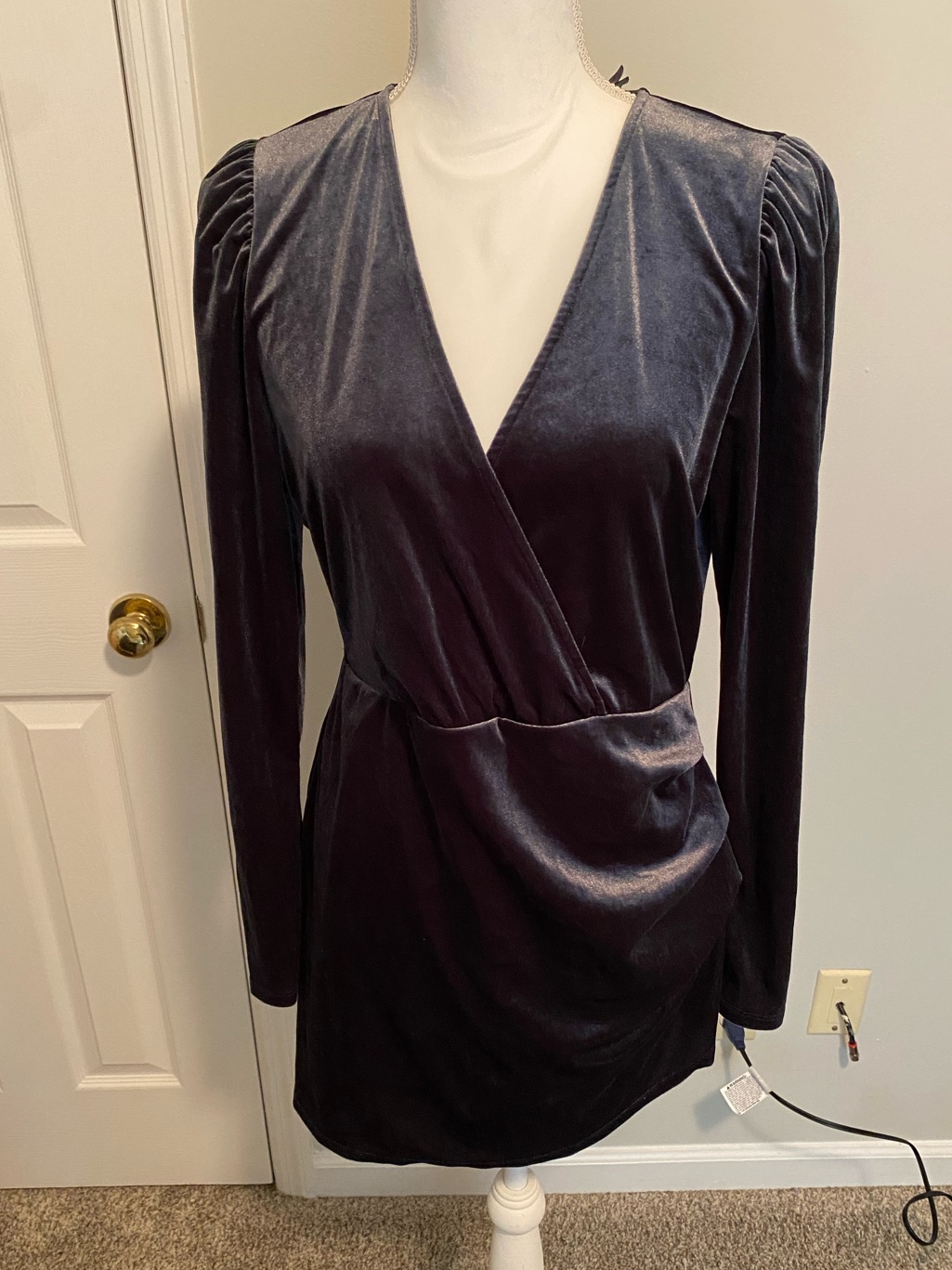 Velvet Wrap Side Ruched Dress In Gray Wild Fable Size M
